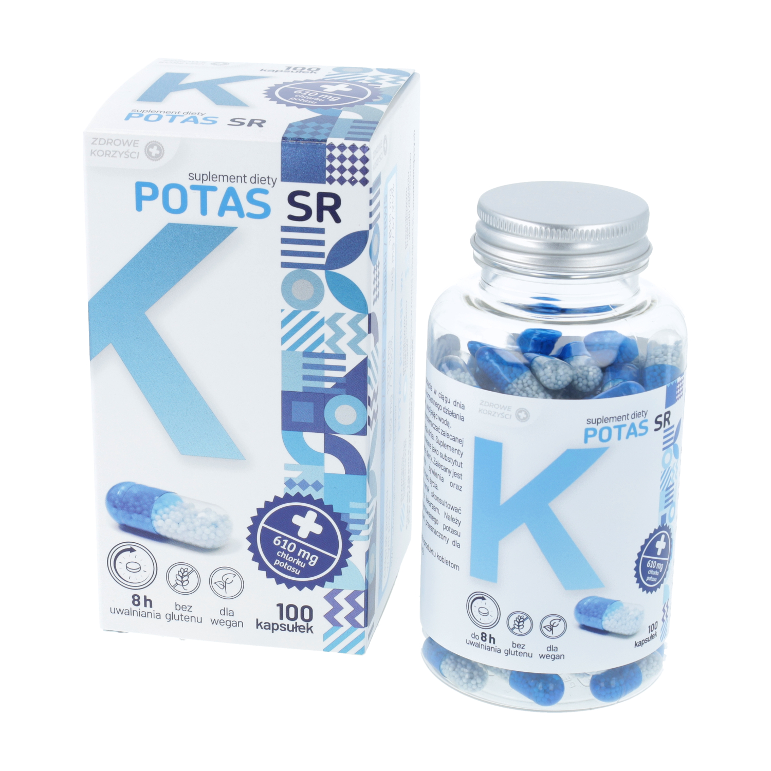 Zdrowe korzyści potas sr, 100 kapsułek