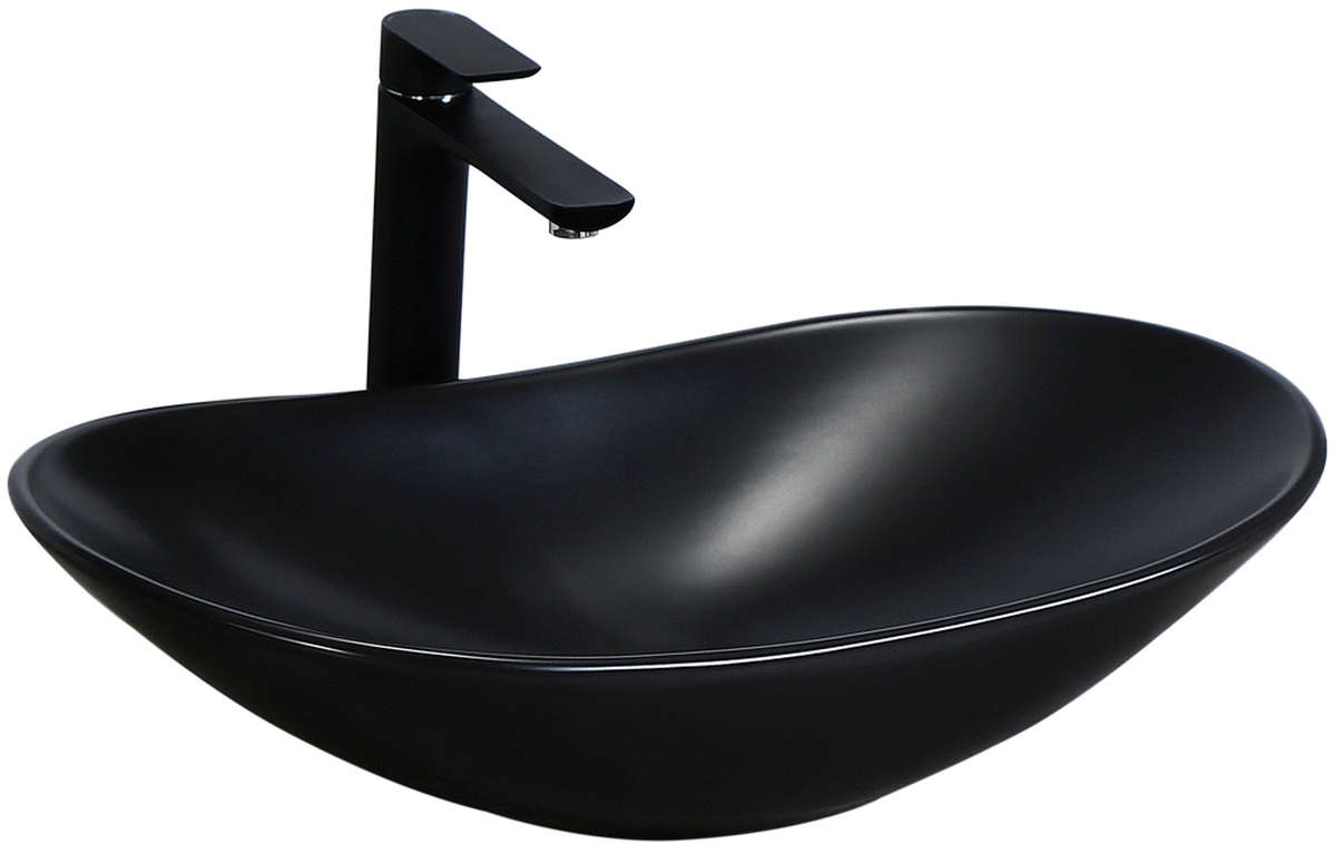 Rea Royal umywalka 62x36 cm nablatowa owalna czarny mat REA-U0442