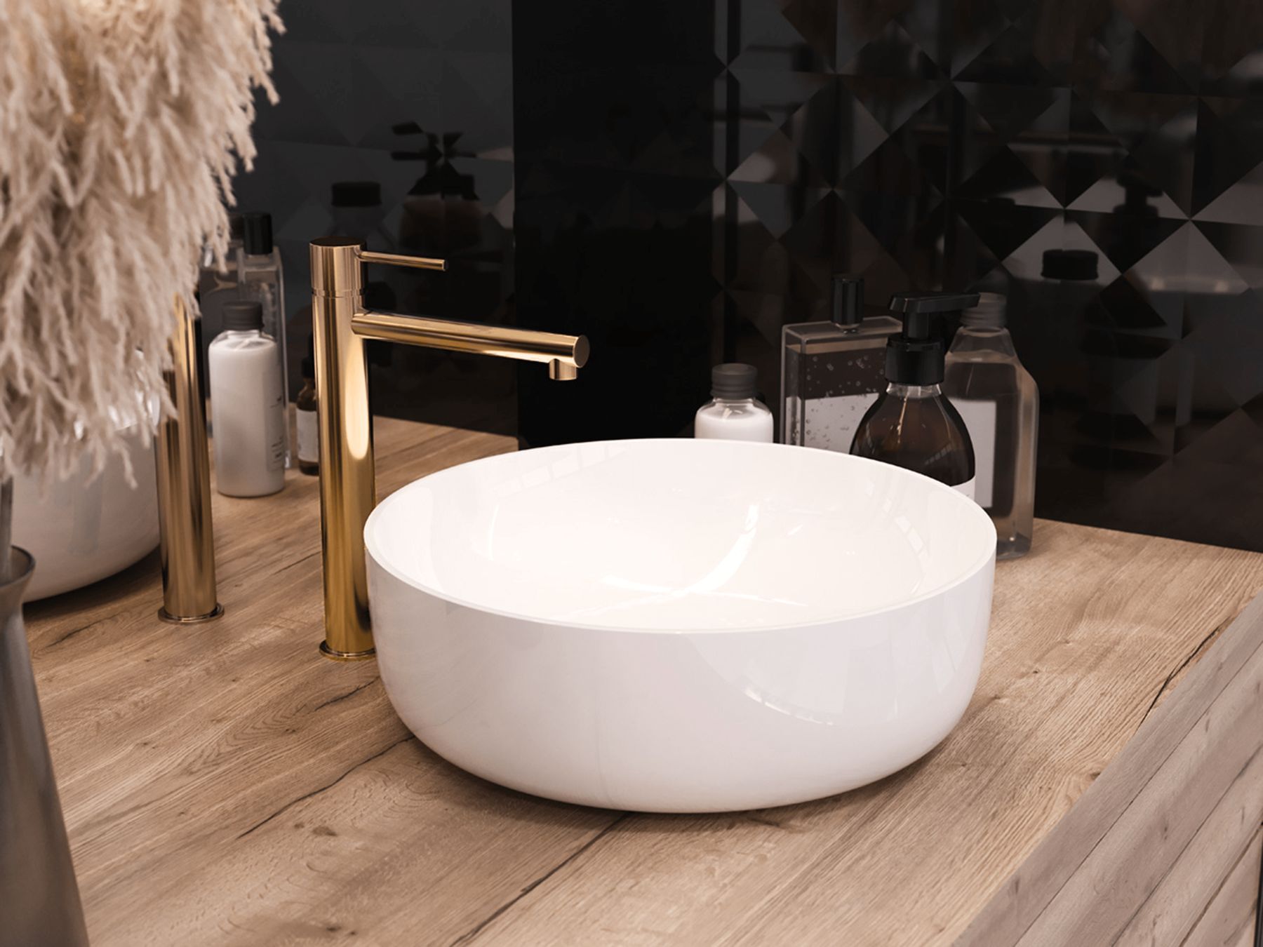 Corsan Lugo bateria umywalkowa stojąca wysoka złoty połysk CMB7512GL