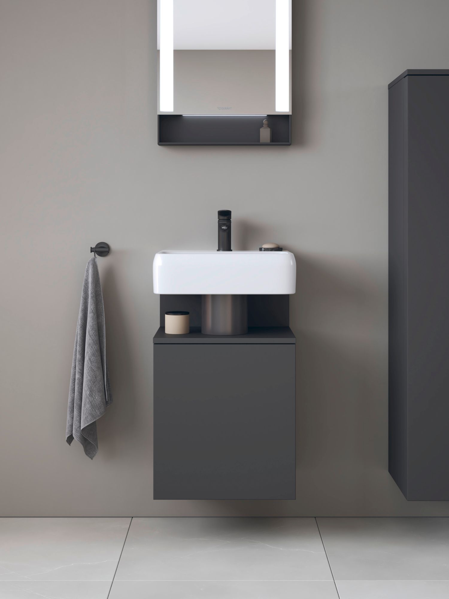 Duravit Qatego szafka 44 cm podumywalkowa wisząca grafit mat QA4076R49490000