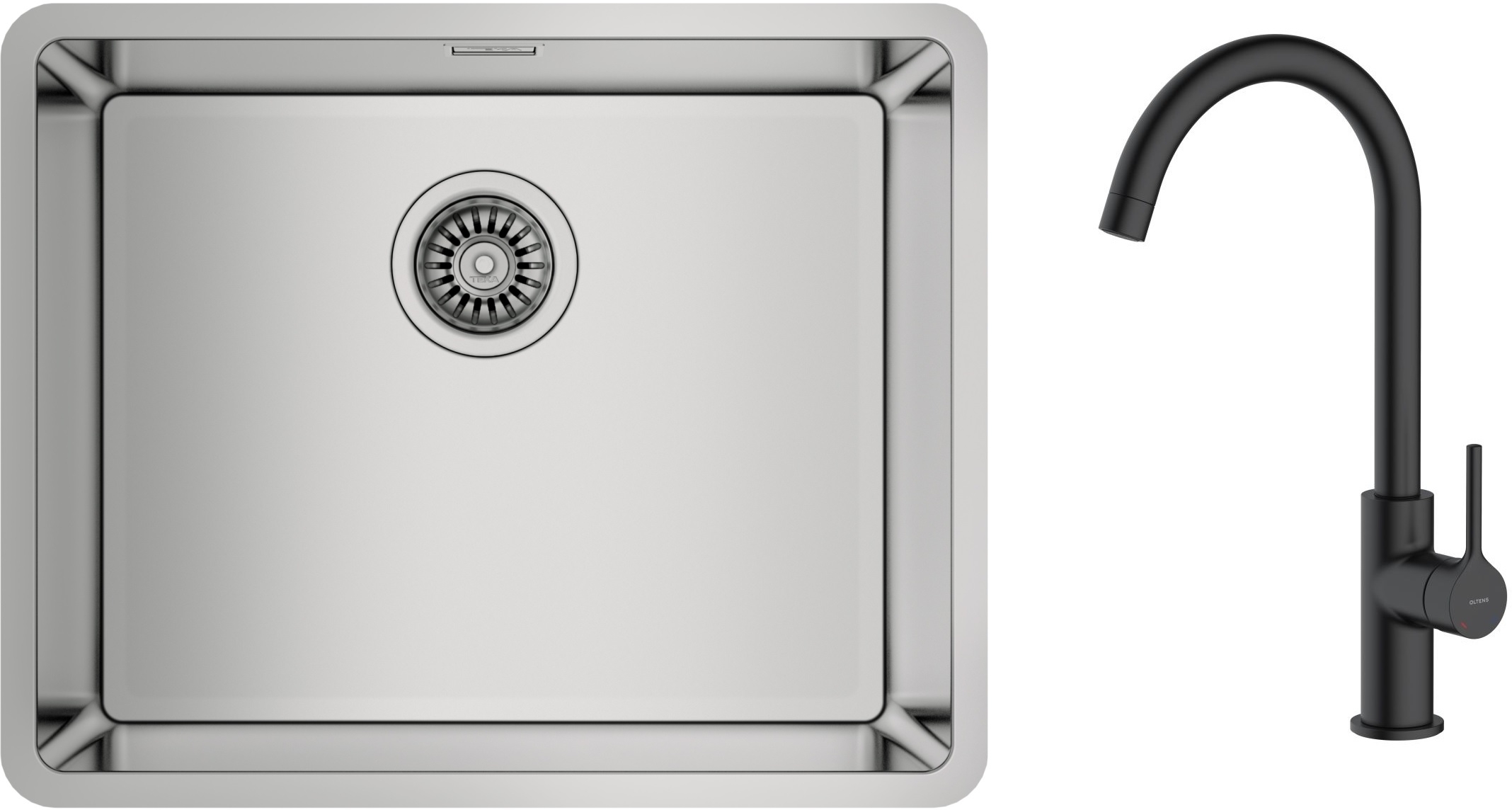 Zestaw Teka Be Linea RS15 50.40 zlewozmywak 54x44 cm z baterią kuchenną Oltens Skaft stal polerowana/czarny mat (115000005, 35206300) - Wysyłka w 24h