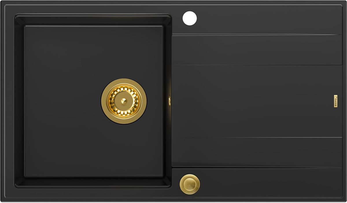 Quadron Evan 111 zlewozmywak 86x50 cm GraniteQ pure carbon/złoty HCQE8650U7_PVDG1_P2O