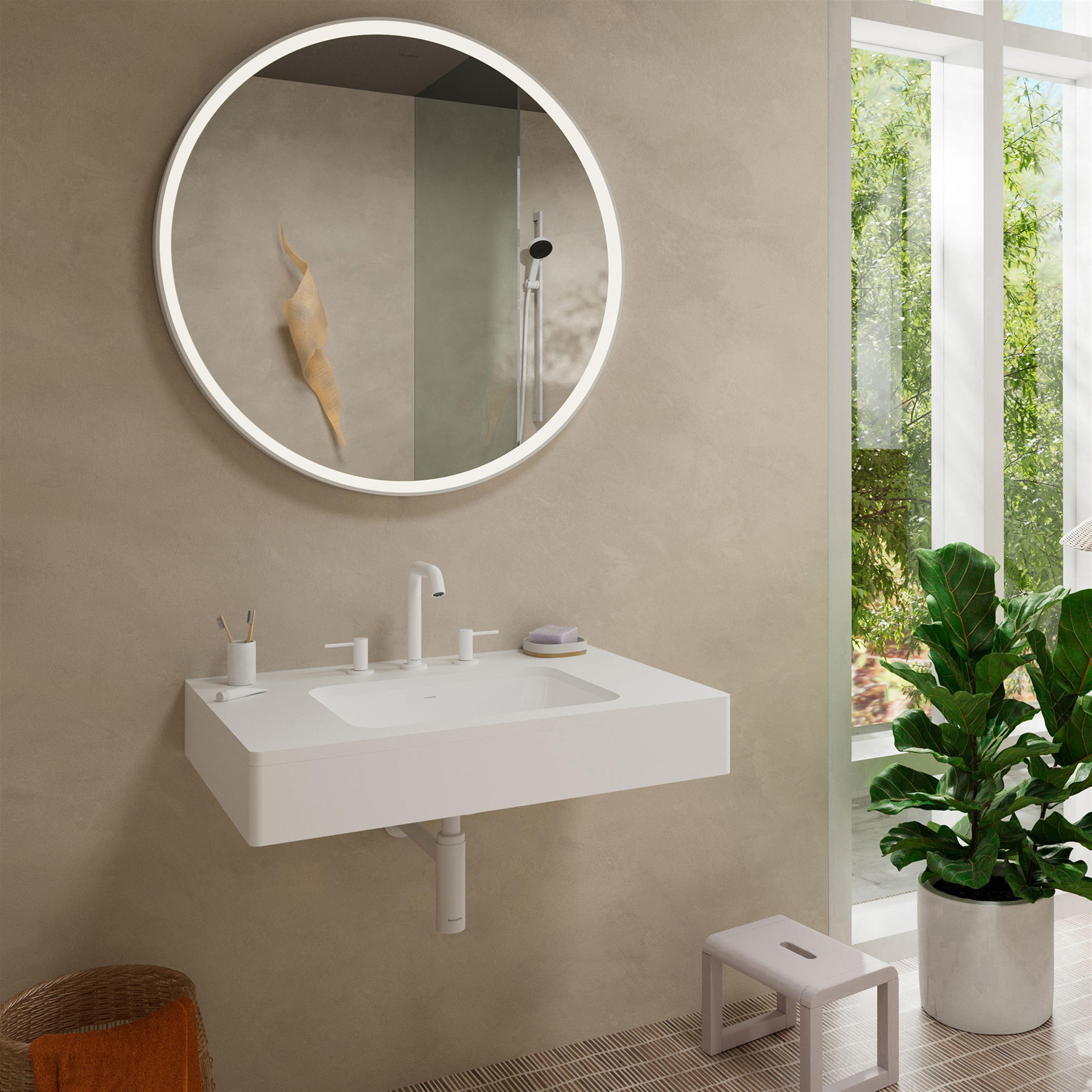 Hansgrohe Tecturis S bateria umywalkowa stojąca 3-otworowa biały mat 73330700