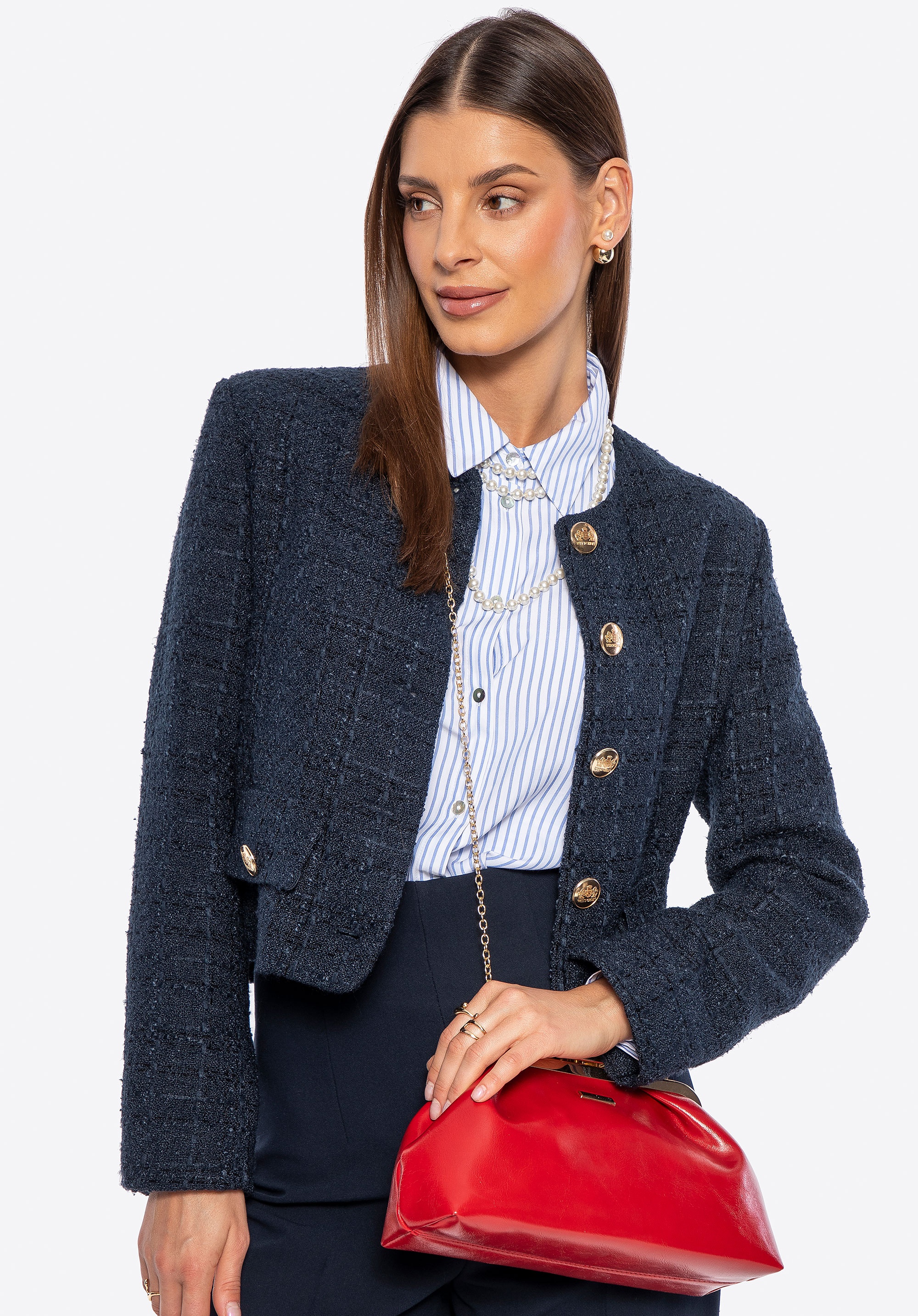 Damska torebka z imitacji skóry z zapięciem na bigiel czerwona