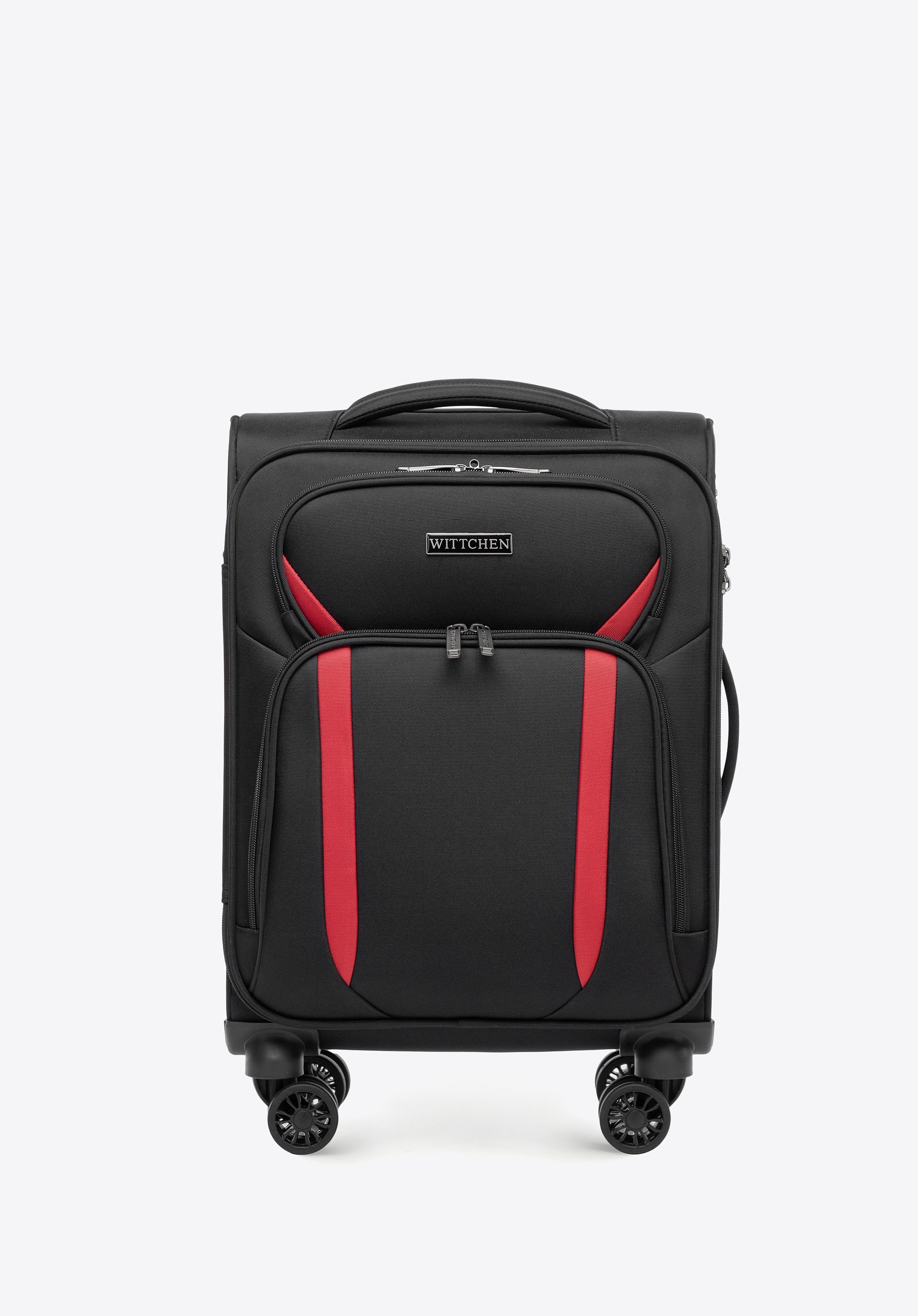 Miękka walizka kabinowa dwukolorowa czarno - czerwona