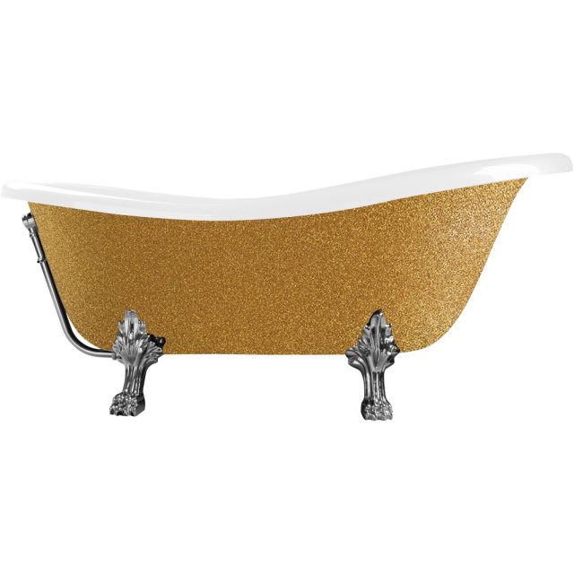 BESCO Wanna wolnostojąca OTYLIA GLAM ZŁOTA 170x77 cm nogi chrom #WKO-