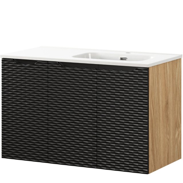 COMAD Zestaw mebli OCEAN BLACK 2 szafki z umywalką meblową GO 2 L 90