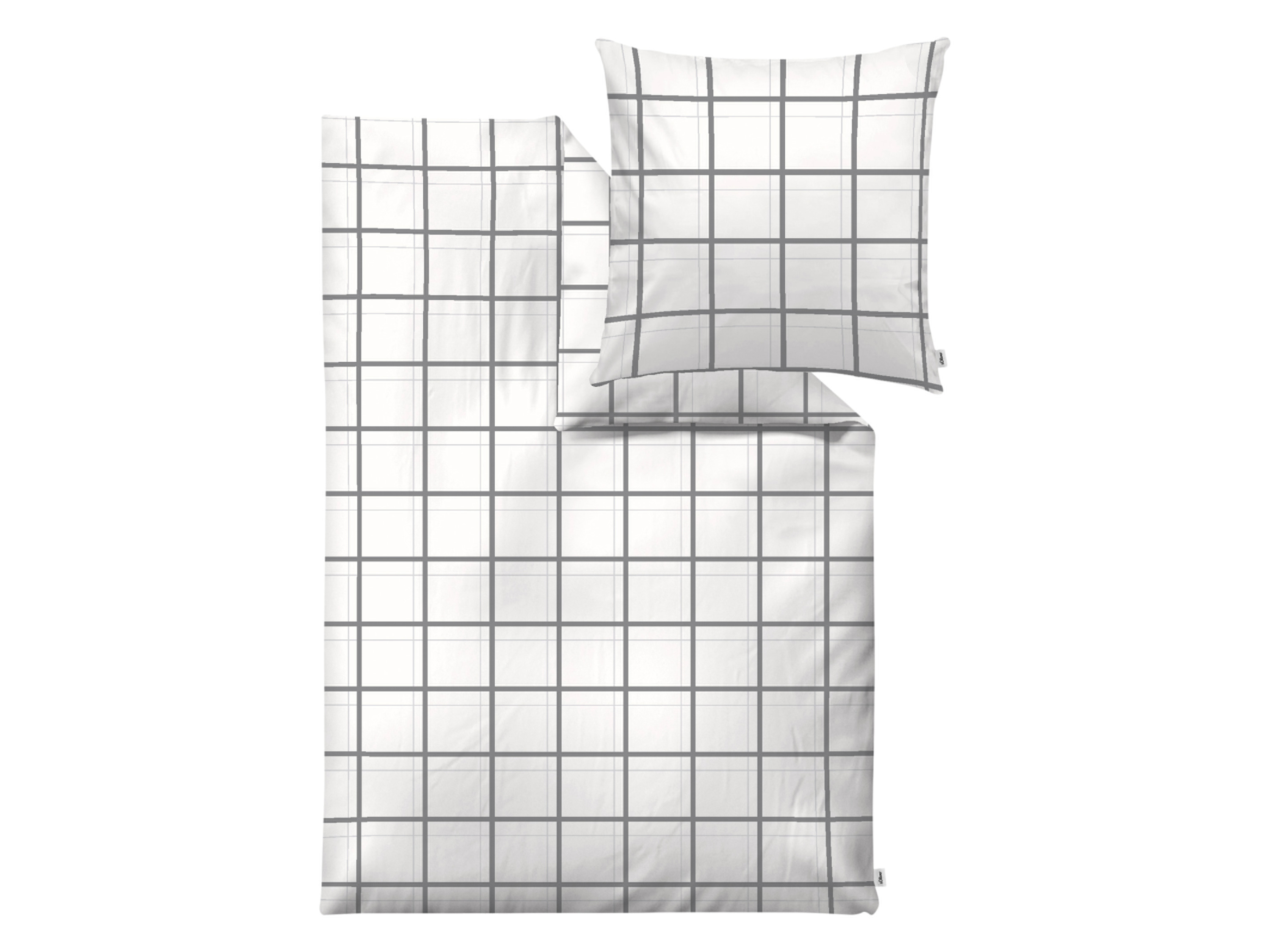 s.Oliver Pościel z makosatyny, 140 x 200 cm Biały/szary