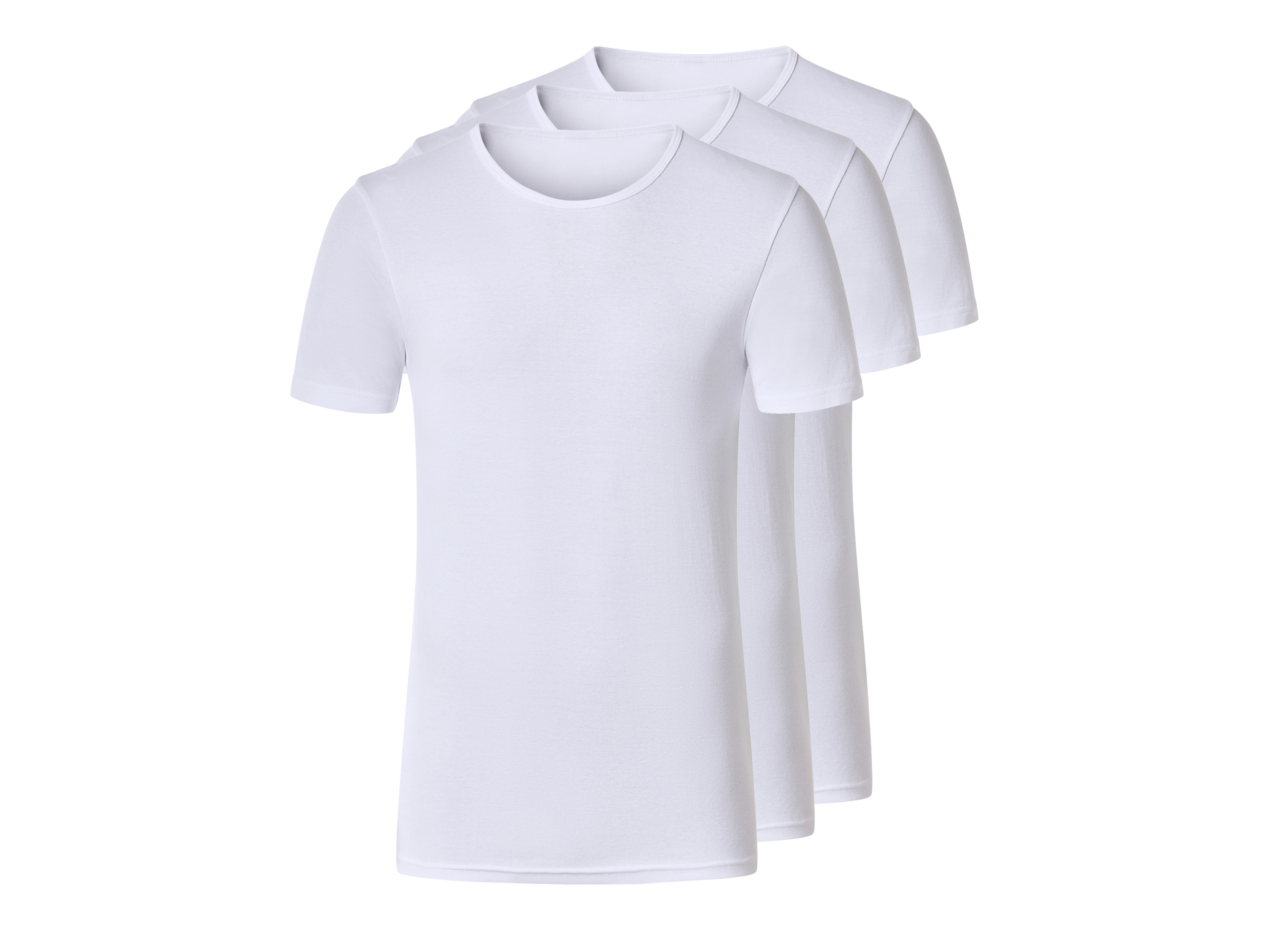 esmara Men Podkoszulki męskie z bawełny, 3 sztuki Dekolt okrągły, Biały, 7/Xl