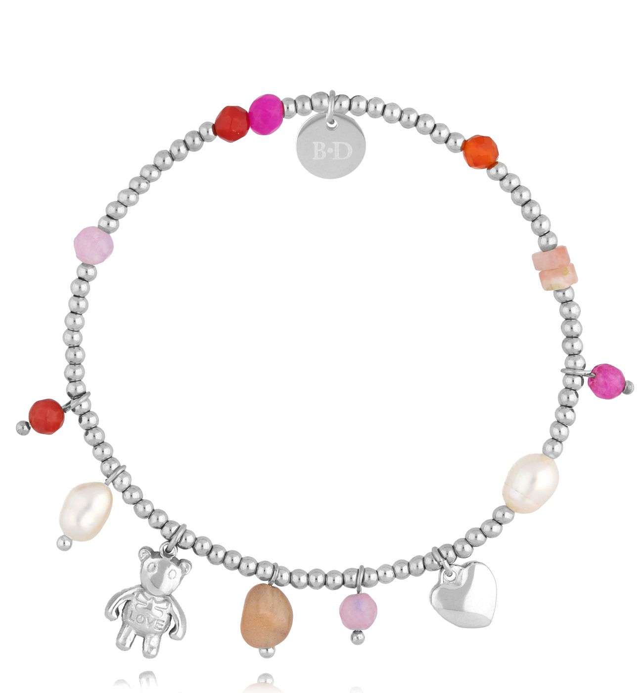 Bransoletka srebrna z misiem Funny Bear - By Dziubeka