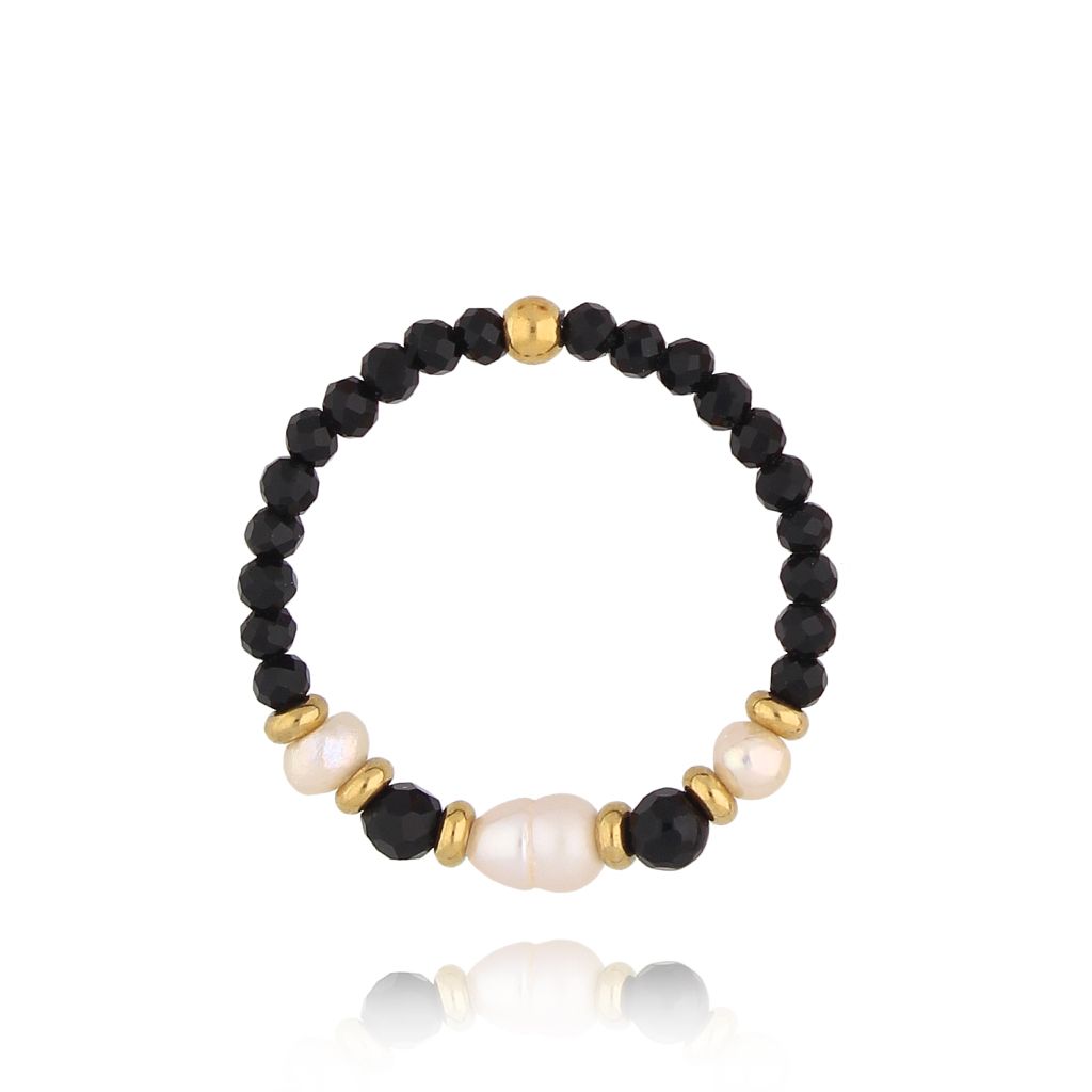 Pierścionek z onyksami Morelia PSC0456