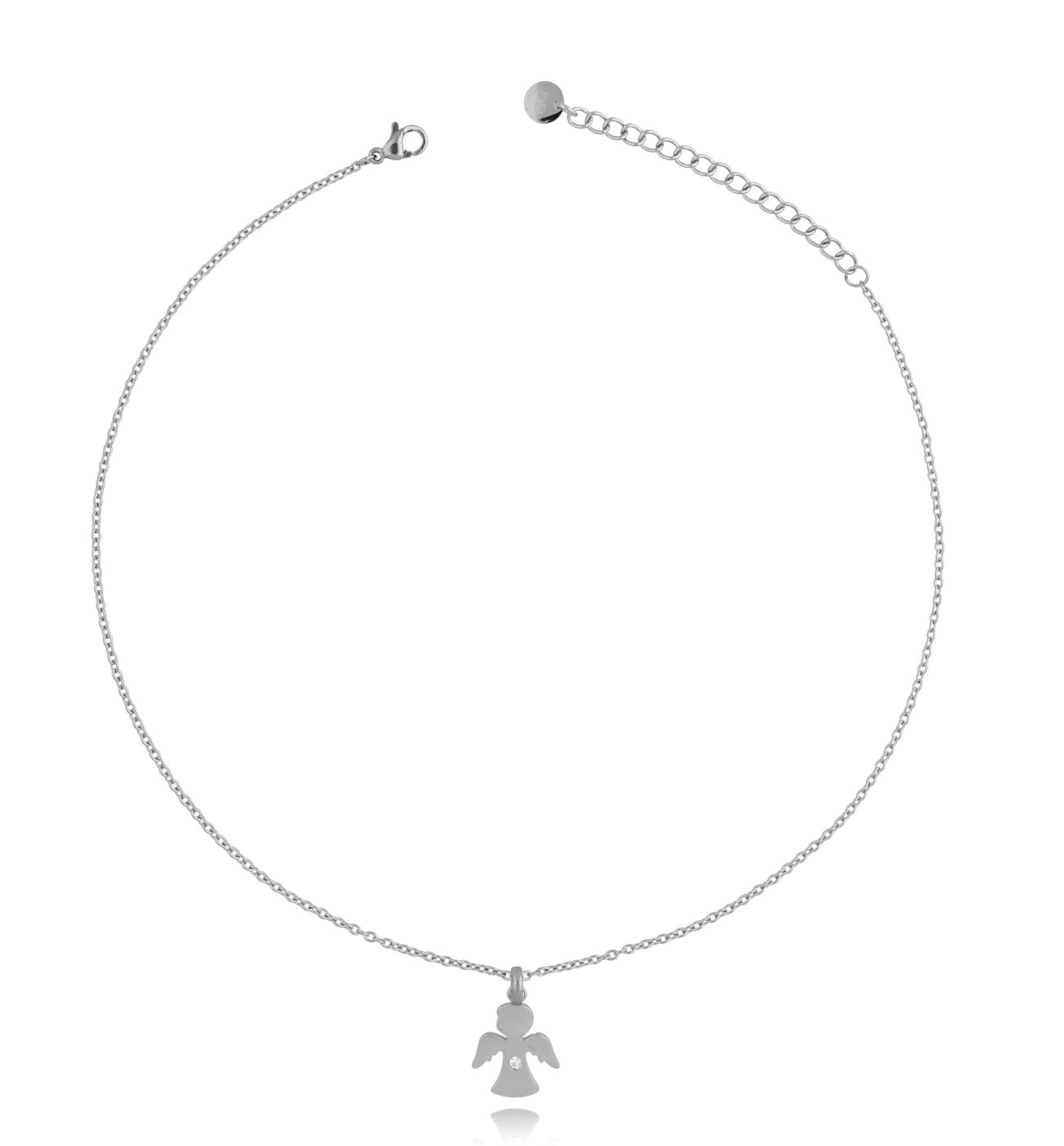 Naszyjnik wisiorek srebrny z zawieszką aniołek i cyrkonią NSA0227