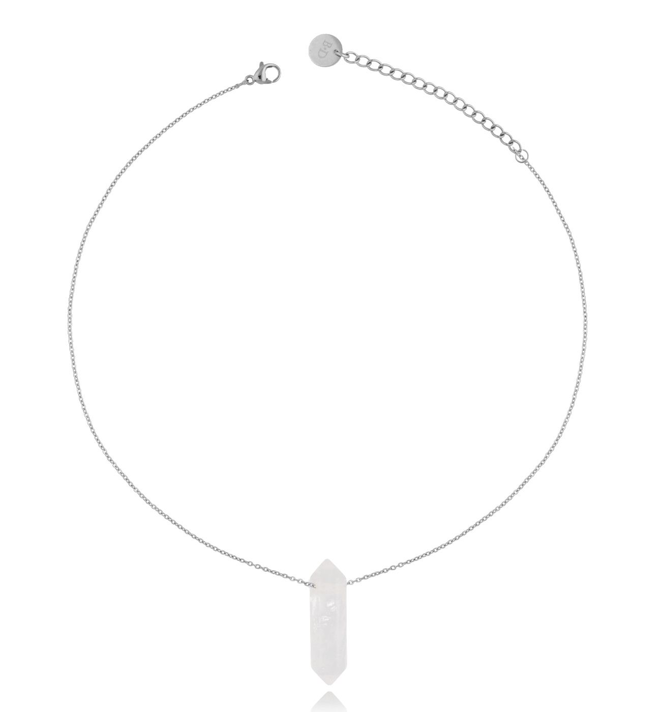 Naszyjnik z kryształem górskim srebrny 35 cm Power Stones NLB0054