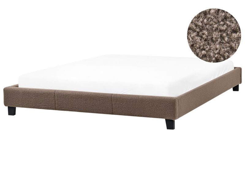 Łóżko bez zagłówka Boucle Roanne 180 x 200 cm Beżowoszary 1 szt.