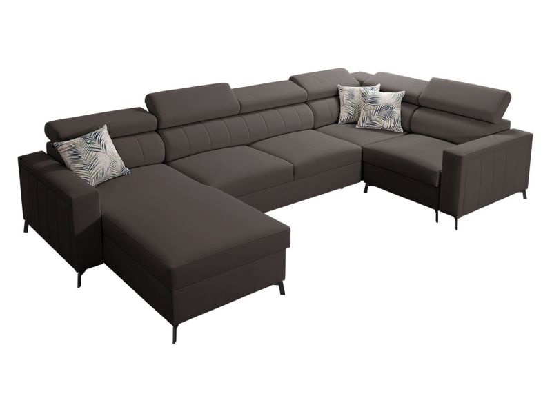 Narożnik z funkcją spania MIRJAN 24 Baltico V Maxi lewy mglisty brąz/wzór w liście 1 szt.