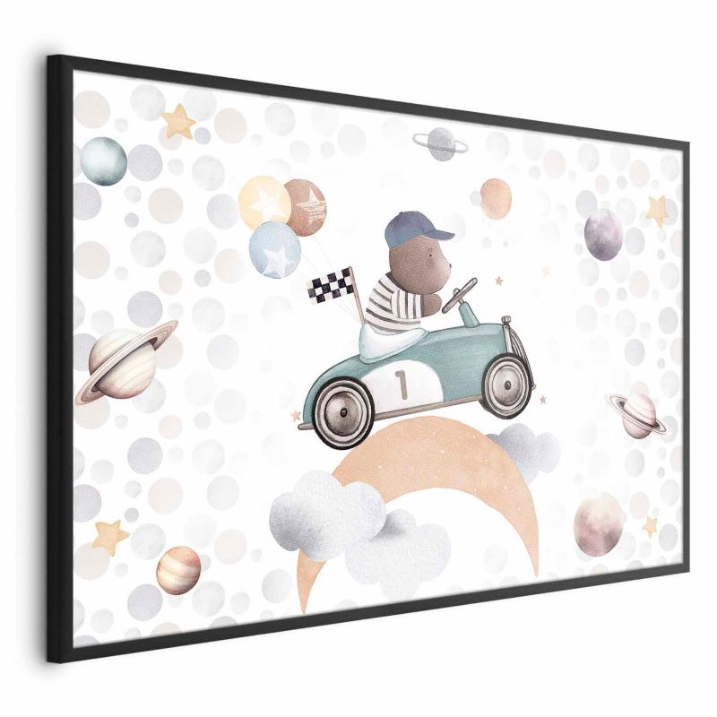 Plakat Artgeist Miś w wyścigówce 42x29,7 cm z ramą czarną 1 szt