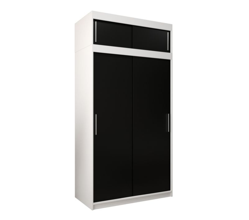 Szafa przesuwna Garderoba Abiks Tokyo 120 biały + czarny z nadstawką 1 szt.