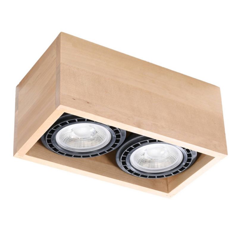 Reflektor spot Sollux Lighting Quatro naturalne drewno 2 x GU10 x IP20 wym: 10 x 14 x 27 cm - 1 szt.