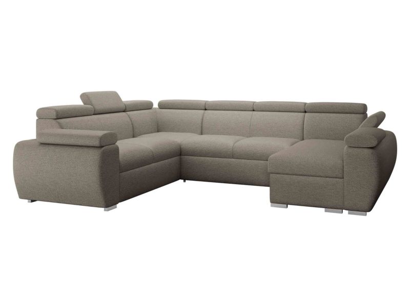 Narożnik z funkcją spania MIRJAN 24 Boston U prawy 2R+R+2P+LC szarobeżowa plecionka 1 szt.