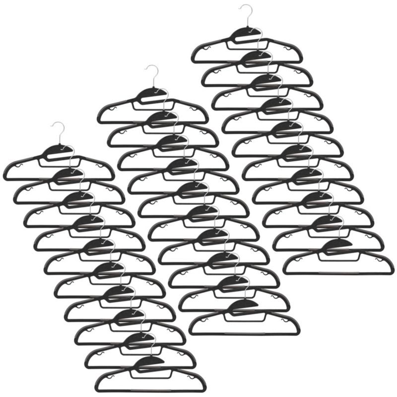 Wieszaki na ubrania plastikowe antypoślizgowe czarne 30 szt.