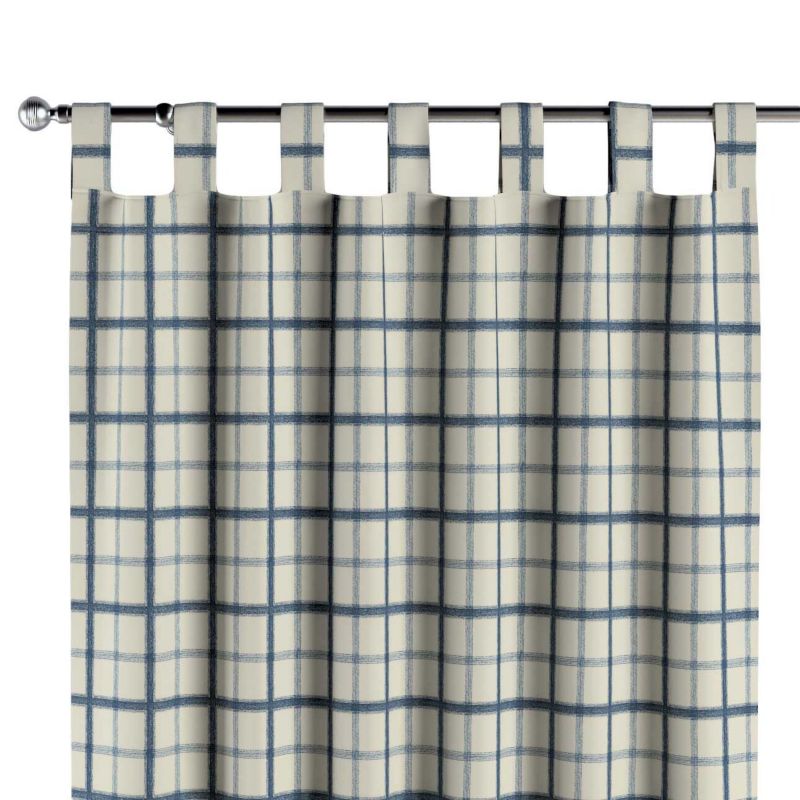 Zasłona na szelkach 1 szt. 130 x 245 cm Dekoria niebieska kratka tle ecru 1 szt.