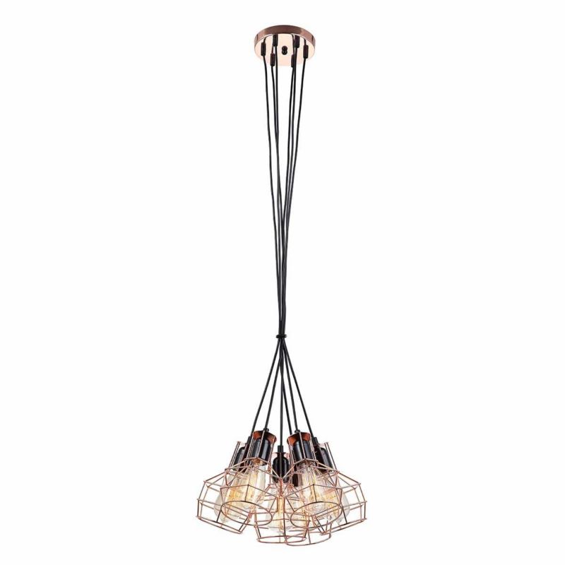 Lampa sufitowa wisząca Italux Perifo 3842 czarno-miedziana industrialna 6xE27 x 60W 1 szt.
