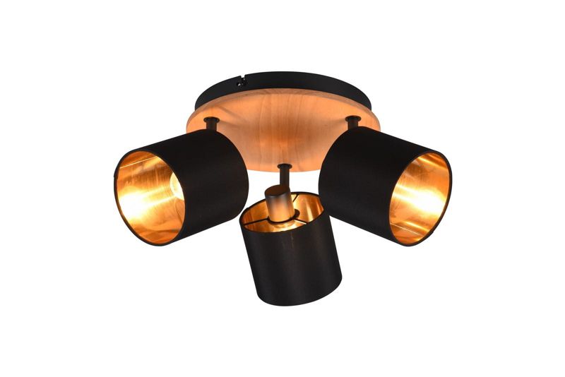 Lampa sufitowa wisząca RL Tommy czarno-złota-jasne drewno wym: 22,5 x 46,5 x 46,5 cm 3xE14 x 1 szt.