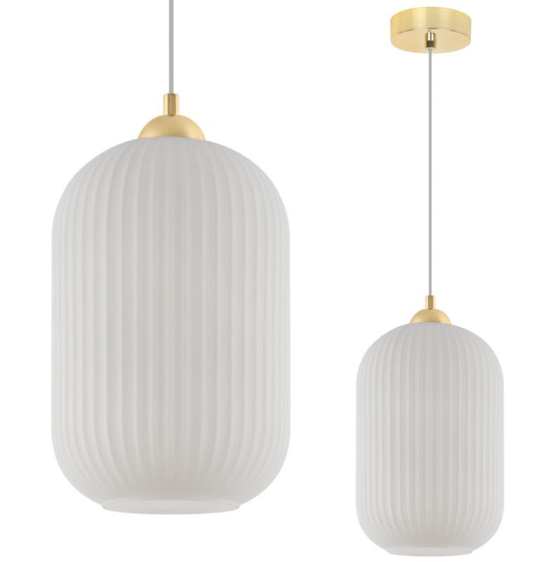 Lampa sufitowa wisząca Light Home LH Riffle Walec biały 1x E27 60W złoty 1szt.