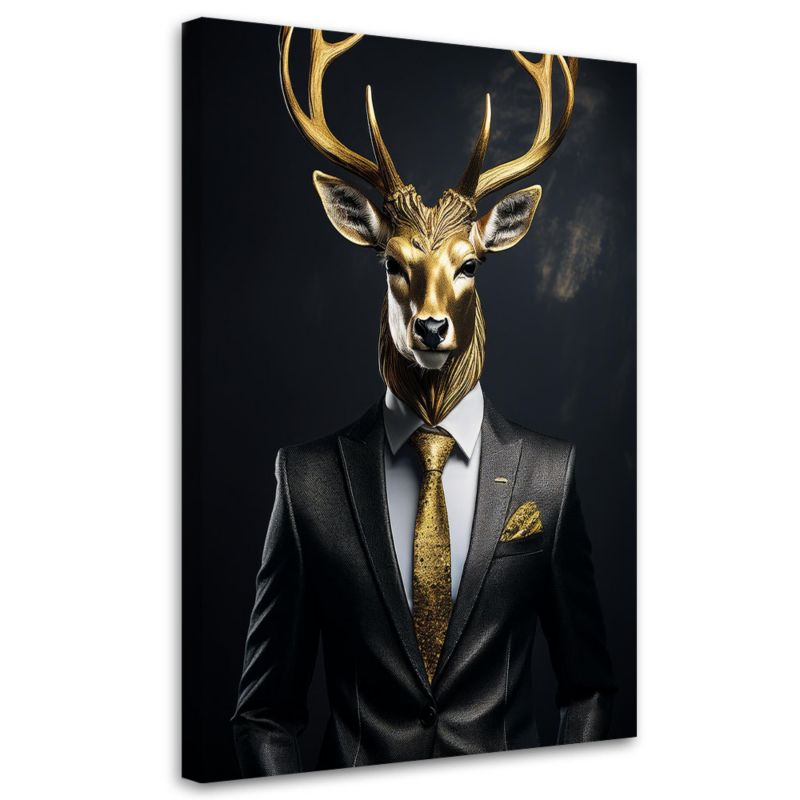 Obraz na płótnie Feeby Jeleń Zwierzęta w garniturze 80x120cm 1szt