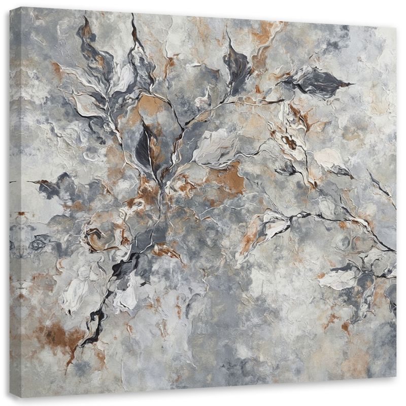 Obraz na płótnie Feeby Abstrakcja Botanika Szary Złoty 60x60cm 1szt