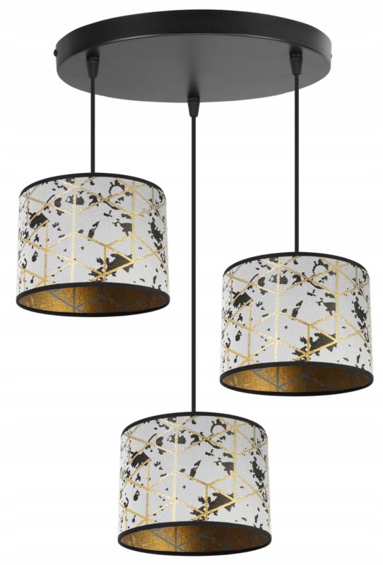 Lampa sufitowa wisząca okrągła Light Home LH Werona 3x E27 60W szary/złoty 1szt.