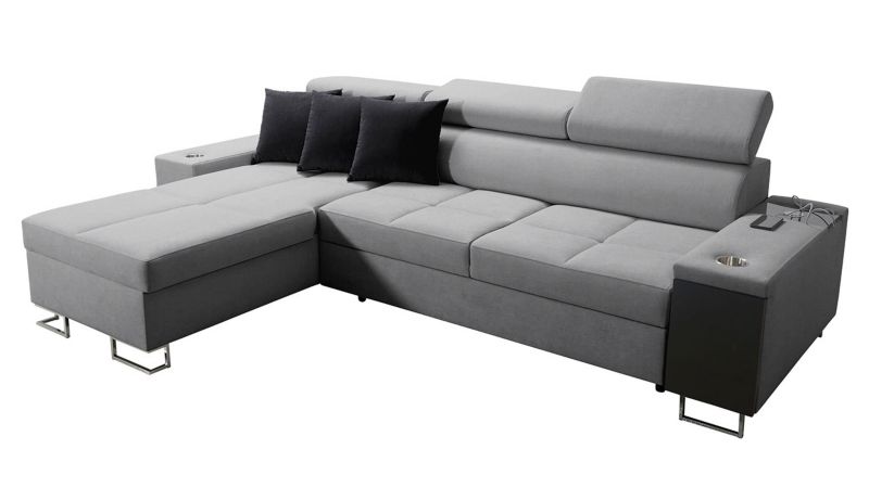 Narożnik z barkiem MIRJAN 24 Morena I Maxi lewy jasny szary + czarny 1 szt.