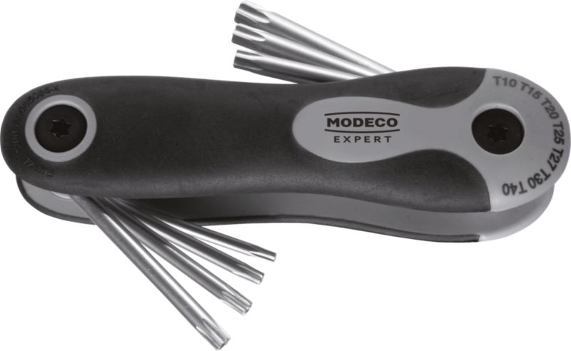 Zestaw kluczy imbusowych Modeco Expert TORX T10-T40 scyzoryk - zawieszka plastikowa - 8 el.
