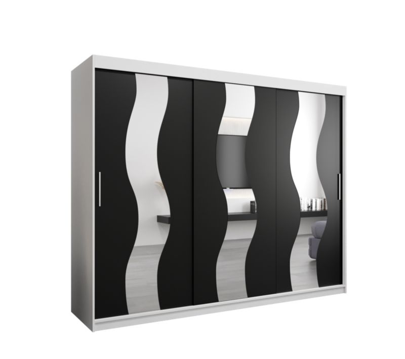 Szafa przesuwna Abiks SEWILLA biały mat + czarny mat 1 szt.