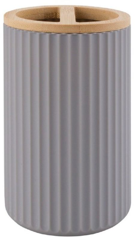 Kubek na szczoteczki AWD Interior Rayon szary/brązowy, stawiany, ABS/bambus, 1 szt.