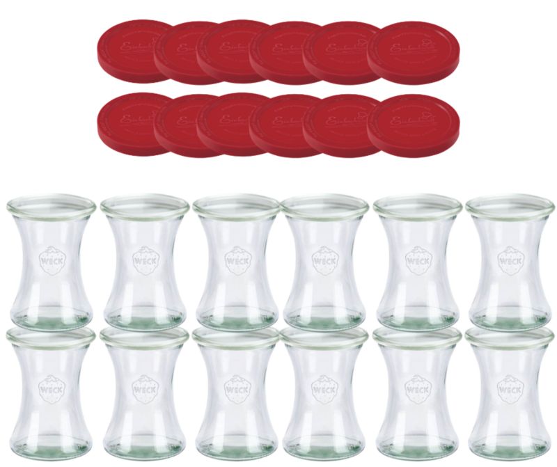 Słoiki MODO24 Weck 370 ml fi 80 deli silikonowe wieka 12 kpl.