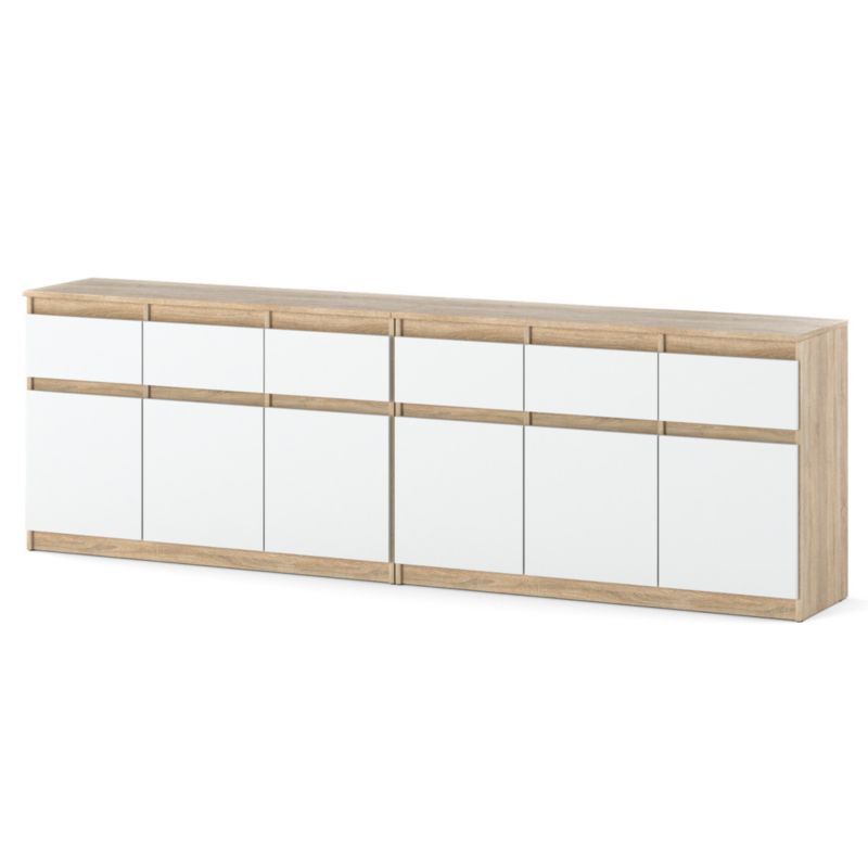 Komoda Hurtownia-Mebli Szuflady 6 Olia Best 240cm Dąb Sonoma Biały Mat 240x35x75 cm 1szt.