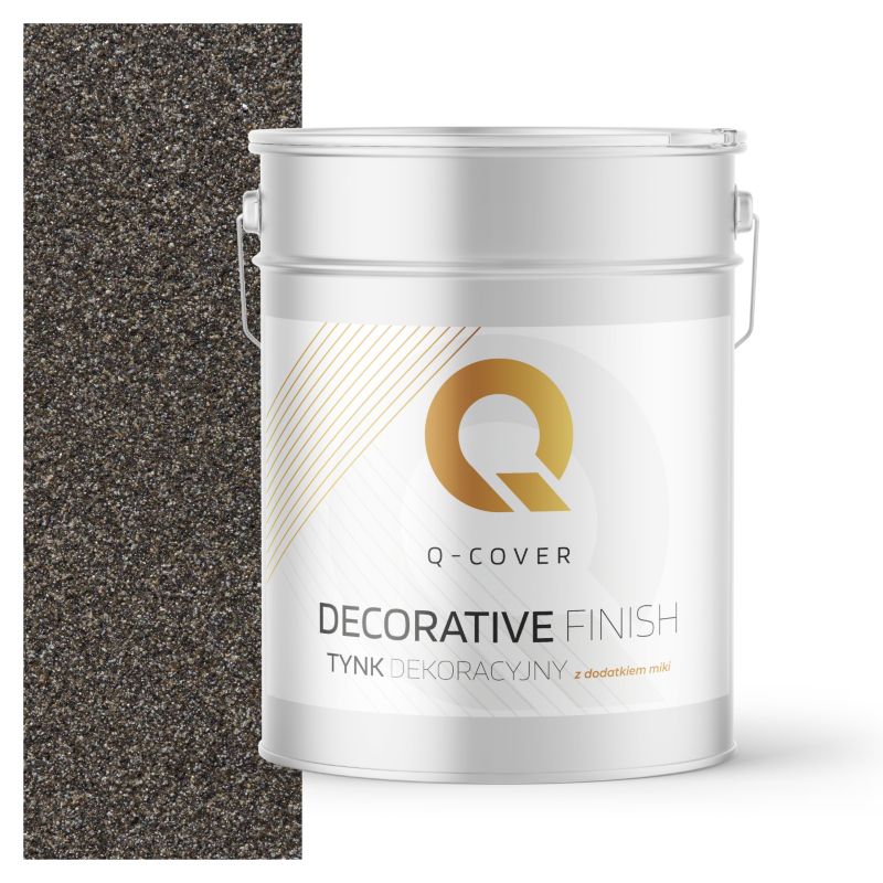 Tynk Dekoracyjny Q-Cover Ciemnobrązowy ze Złotym Pyłkiem D821 15KG