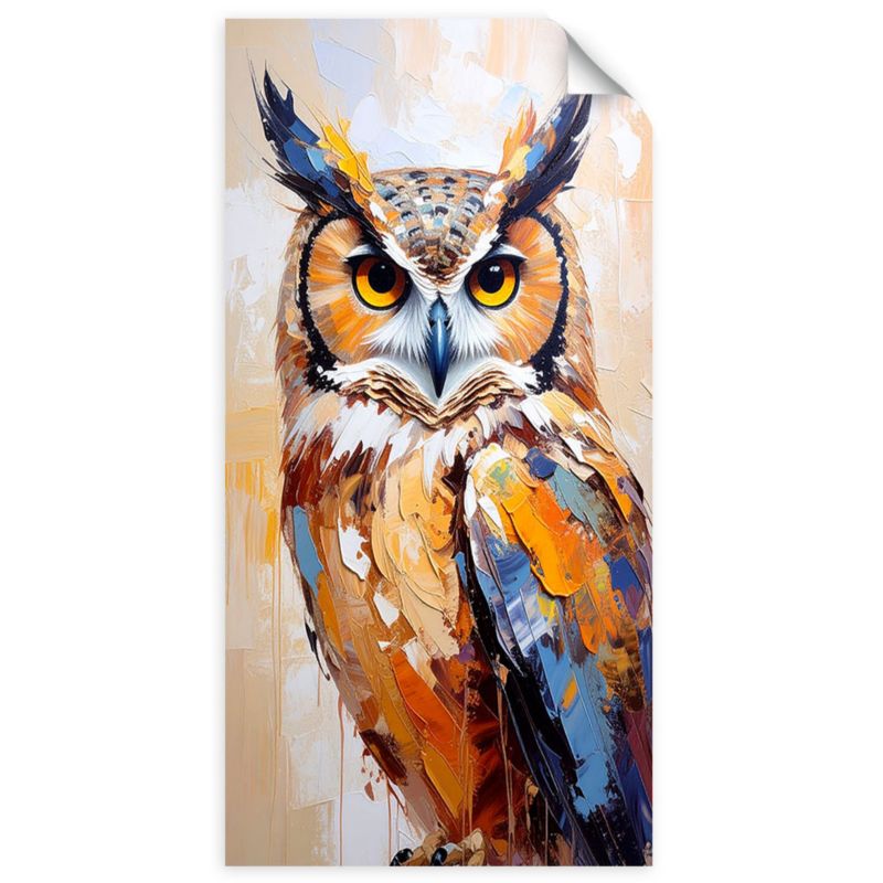 Naklejka na ścianę do salonu sypialni Feeby Sowa Ptak Natura imitacja farby 100x200cm 1szt