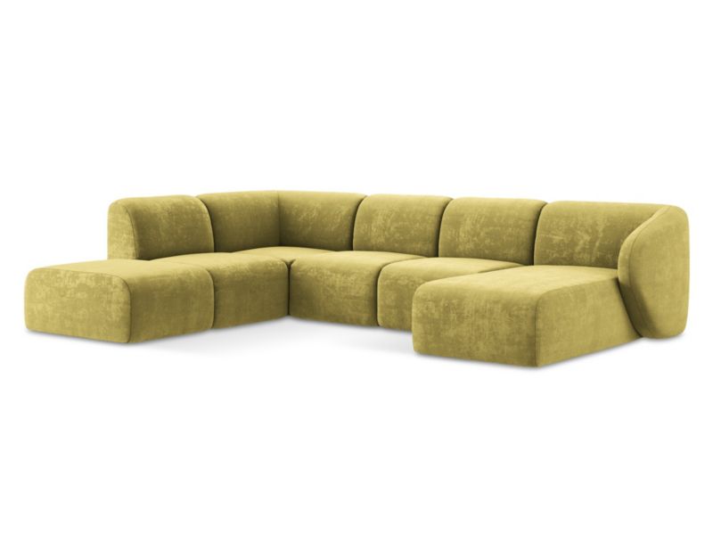 Sofa panoramiczna LaMiaSofa CERVO z tkaniny szenilowej 325x236 cm limonkowy 1 szt.