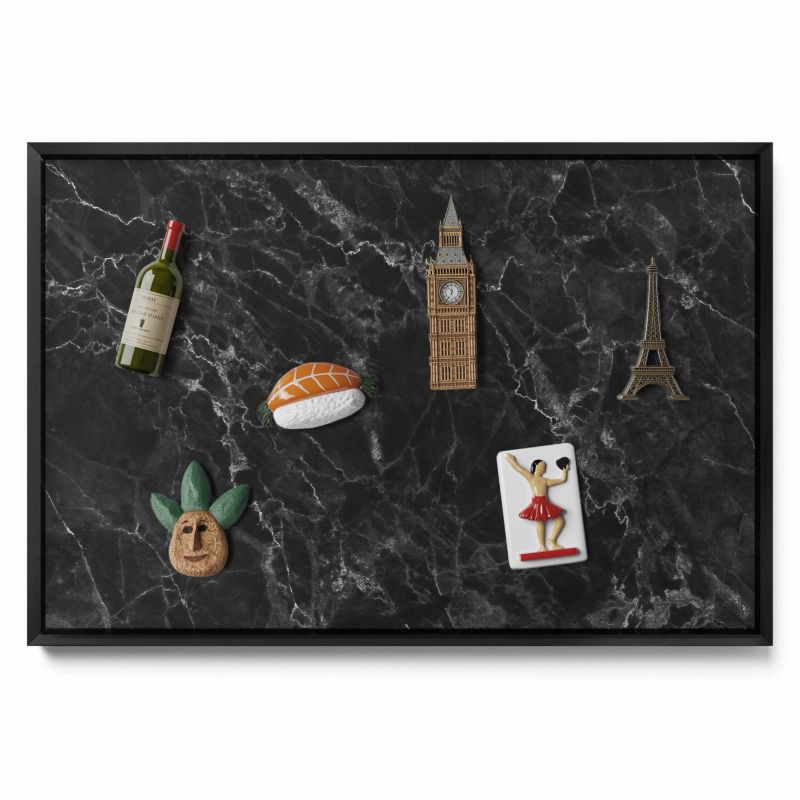 Tablica na notatki Tulup 60x40 cm Elegancki czarny marmur w czarnej ramie 1 szt.