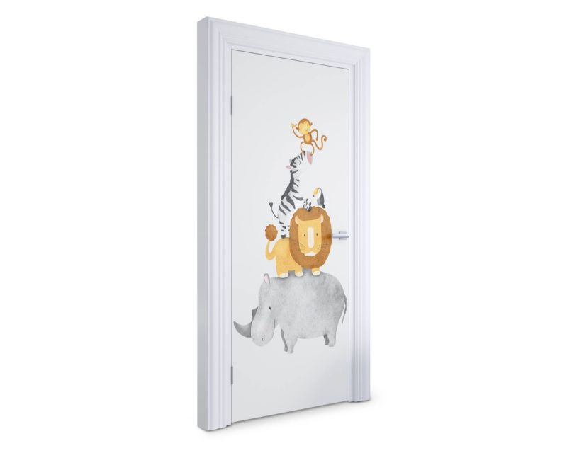 Samoprzylepna naklejka na drzwi Wallfluent 85x205 cm Piramida zwierząt 1 szt.