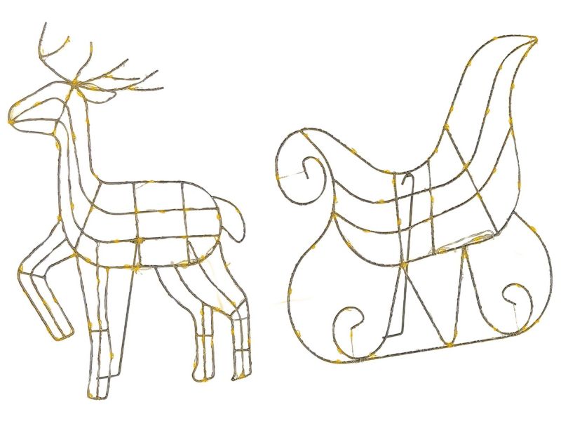 Dekoracja ogrodowa LED renifer z saniami 46 cm srebrna Saija 1 szt.