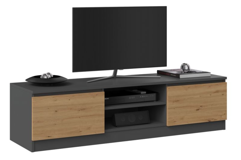 Szafka RTV 140 Topeshop Stolik 140 cm Antracyt Dąb Artisan 40x140x36 cm 1 szt.