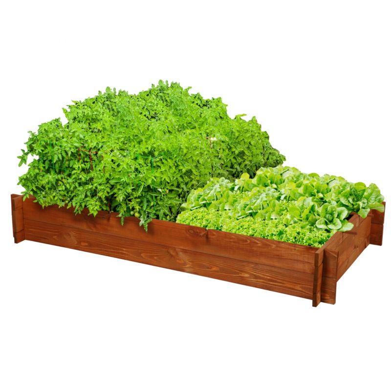 Skrzynia ogrodowa MODO24 podwyższona do uprawy warzyw i ziół 80 x 146 cm brązowa 1 szt.