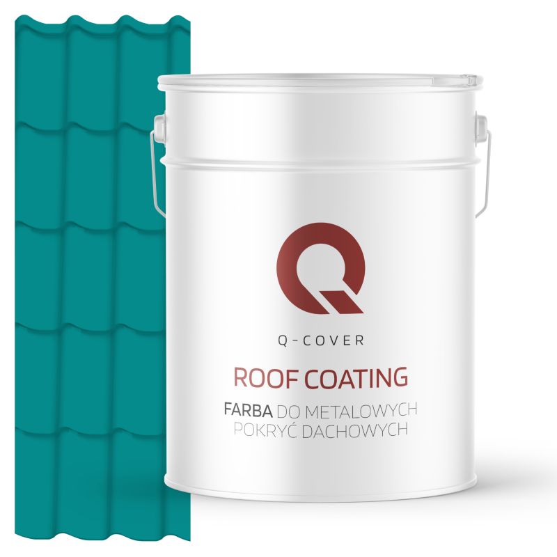 Farba do Metalowych Pokryć Dachowych Q-Cover Niebieski turkusowy RAL5018 Satyna 10L