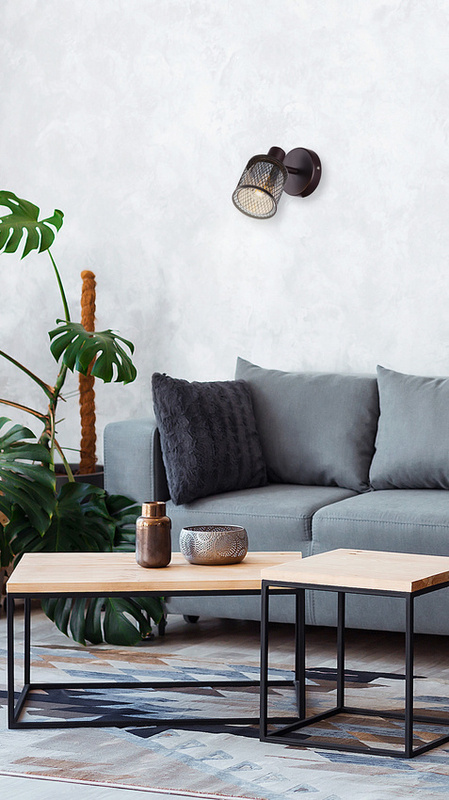 Złoty kinkiet ścienny do salonu CANABERA bursztynowy klosz