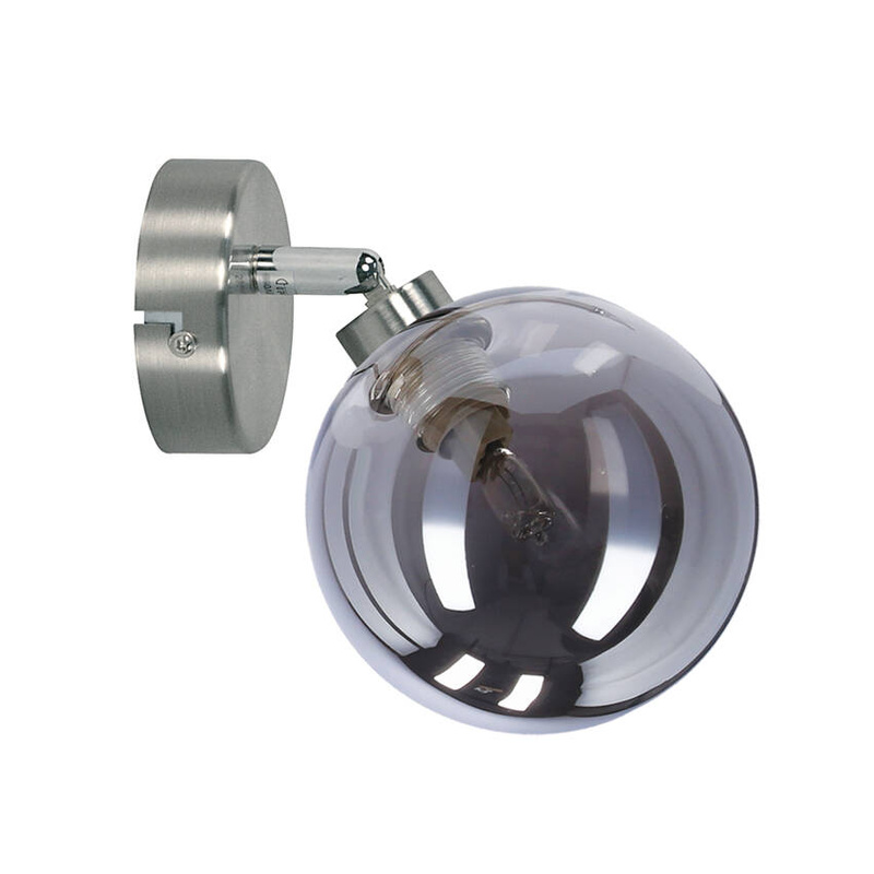 Satynowy kinkiet ścienny z kloszem grafitowym do salonu Rodia 1-punktowy