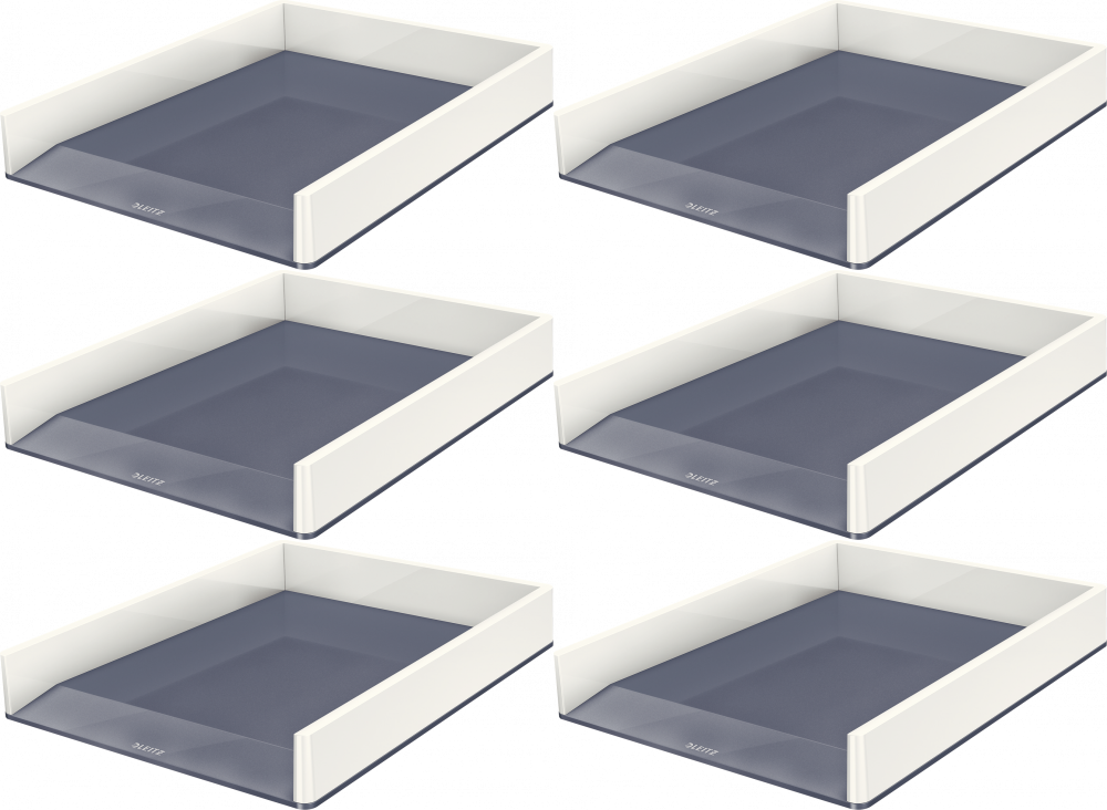 6x Półka na dokumenty Leitz Wow, A4, plastikowa, dwukolorowa, biało-szary