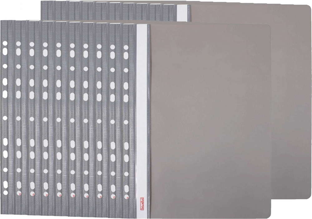 20x Skoroszyt plastikowy oczkowy Biurfol, twardy, A4, do 200 kartek, szary